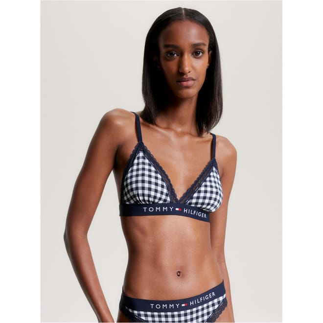 Gingham Patterned Triangle Bra