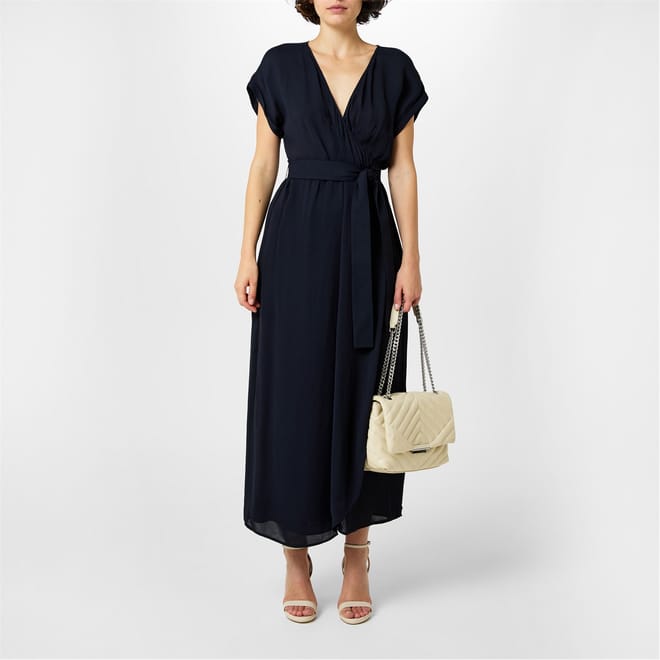 V-Neck Midi Wrap Dress