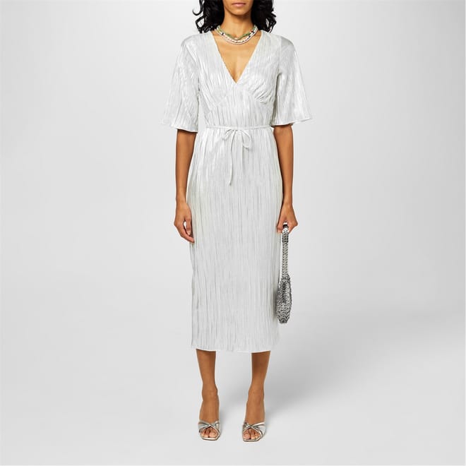 V-Neck Midi Wrap Dress