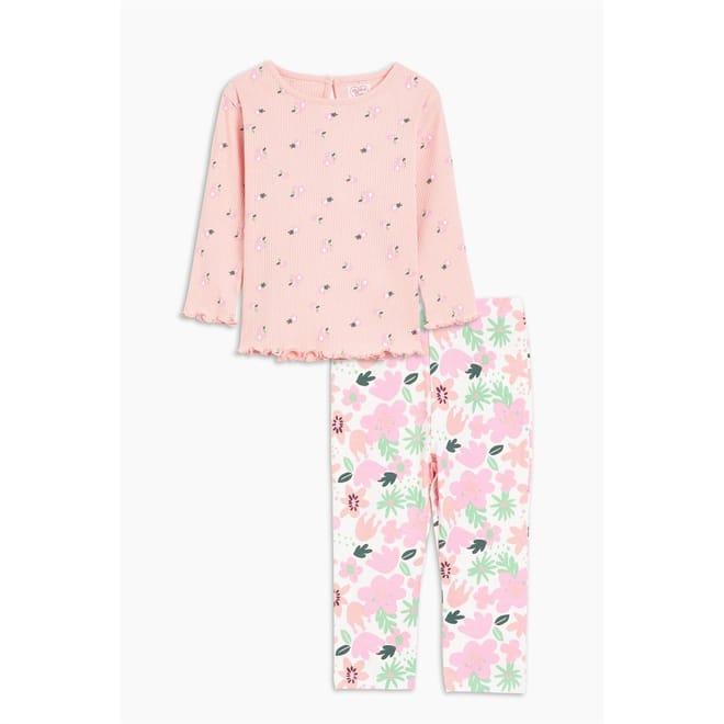 Floral Crew Neck Long Sleeve Legging Suit