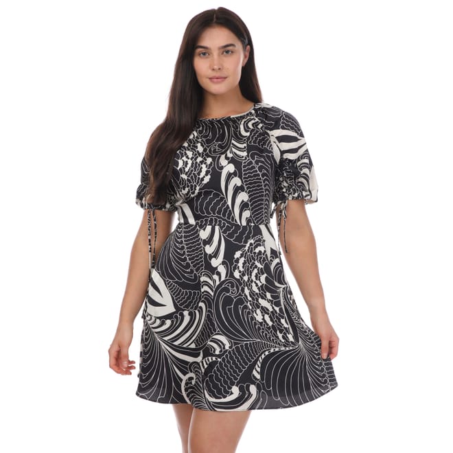 Faridda Printed Puff Sleeve Printed Mini Dress