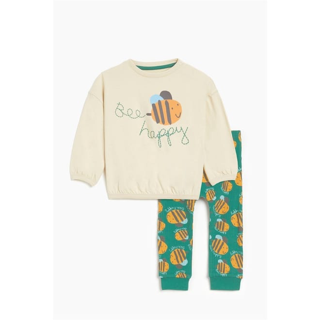 Bee Happy Crew Neck Long Sleeve Jogger Suit