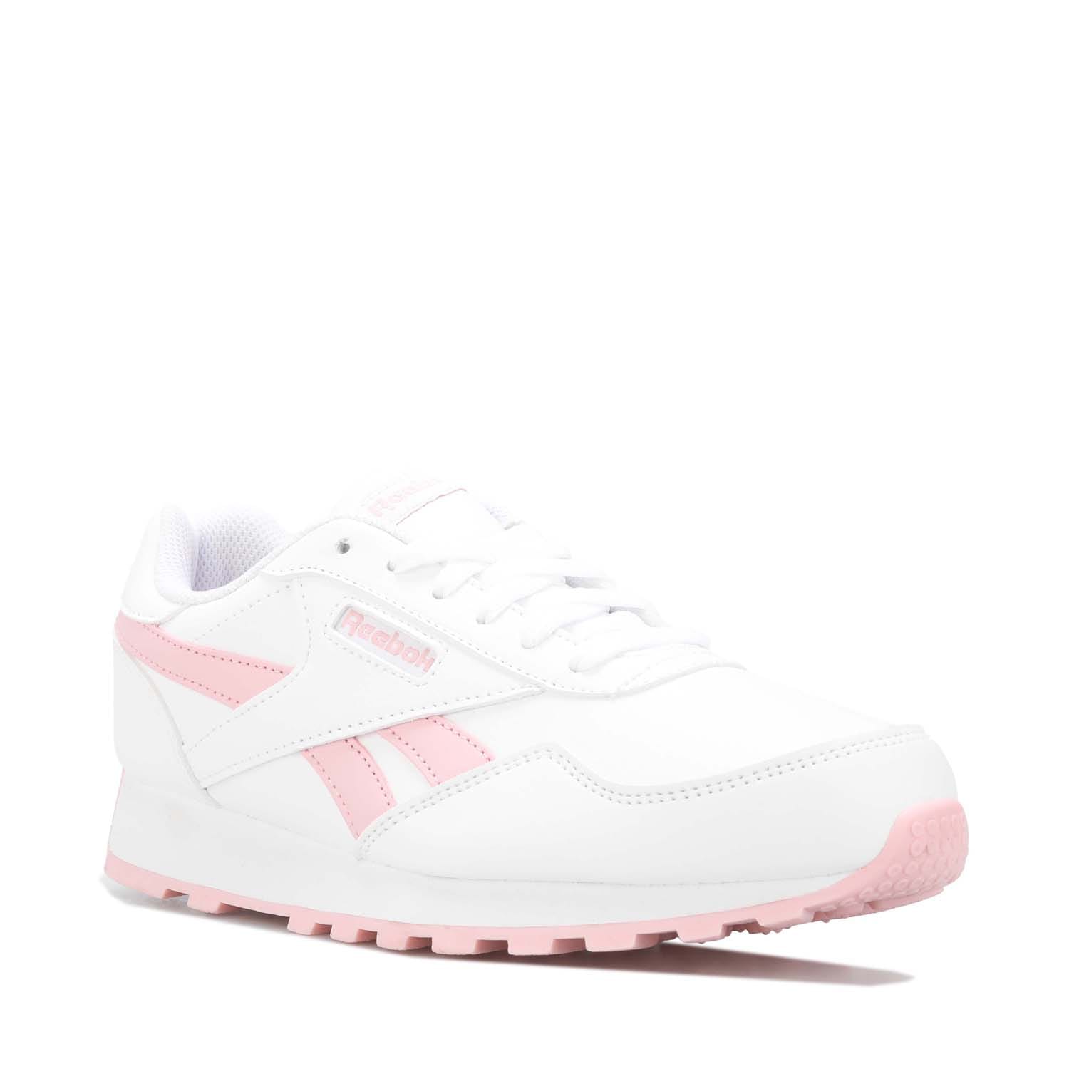 White pink Reebok Classics Junior Royal Rewind Run Trainers Get The Label