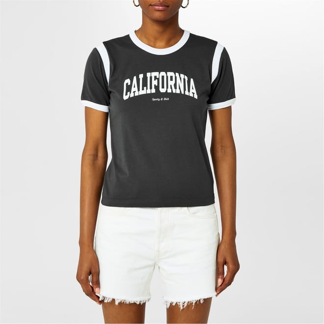 Cali Sprt Lettering Crew Neck T-Shirt