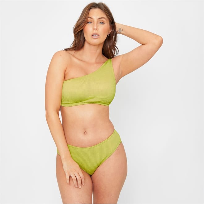 Textured One Shoulder Bikni Top