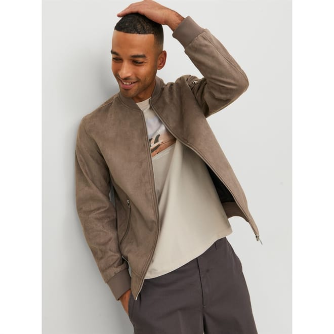Faux Suede Short Bomber Jacket