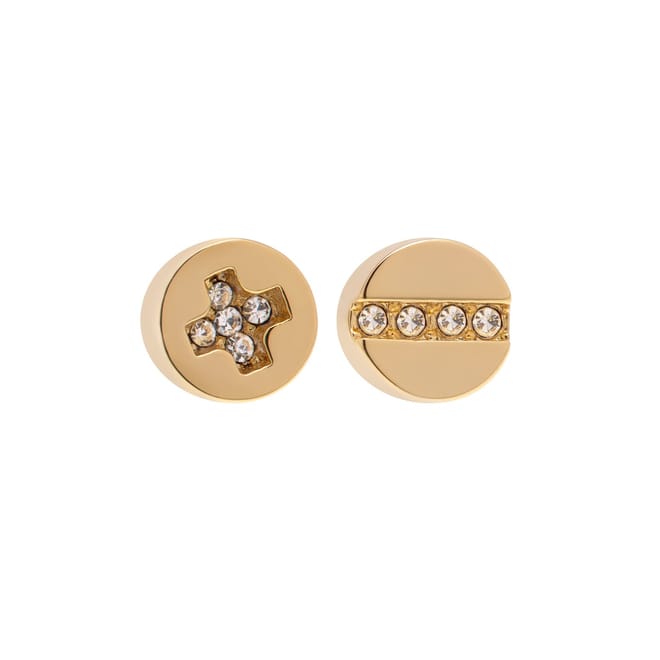 Cubic Zirconia Engraved Stud Earrings