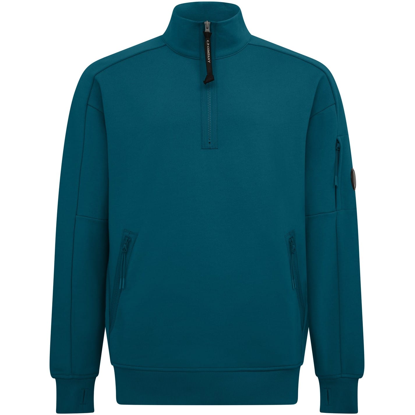 Blue C.P. Company Lens Arm Quarter Zip Sweatshirt Get The Label