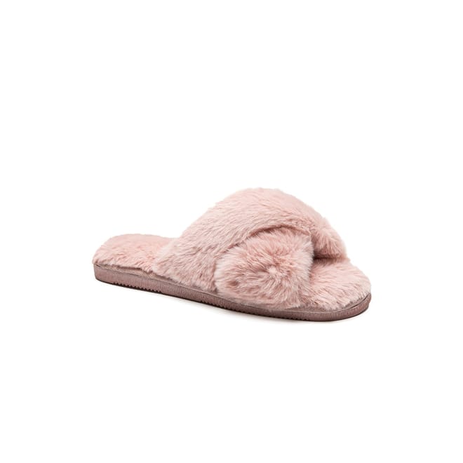 Fur Cross Over Slippers