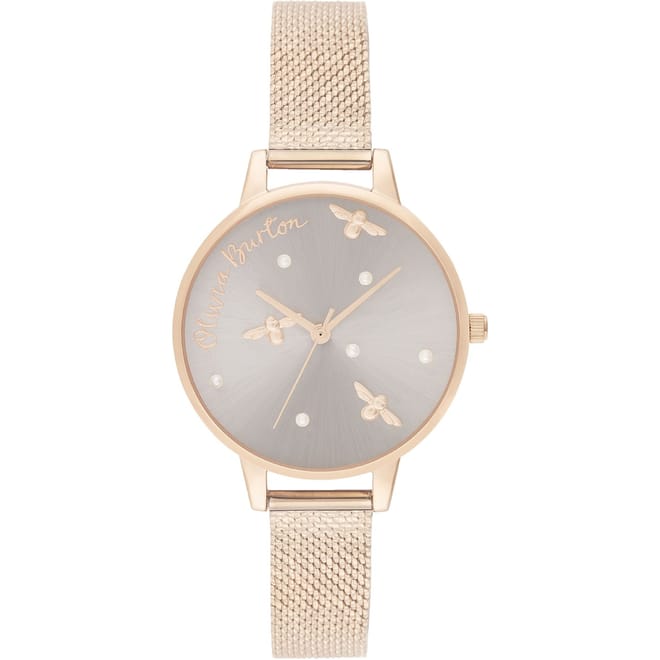 Detail Rose Gold Mesh Plated Stainless Steel Watch