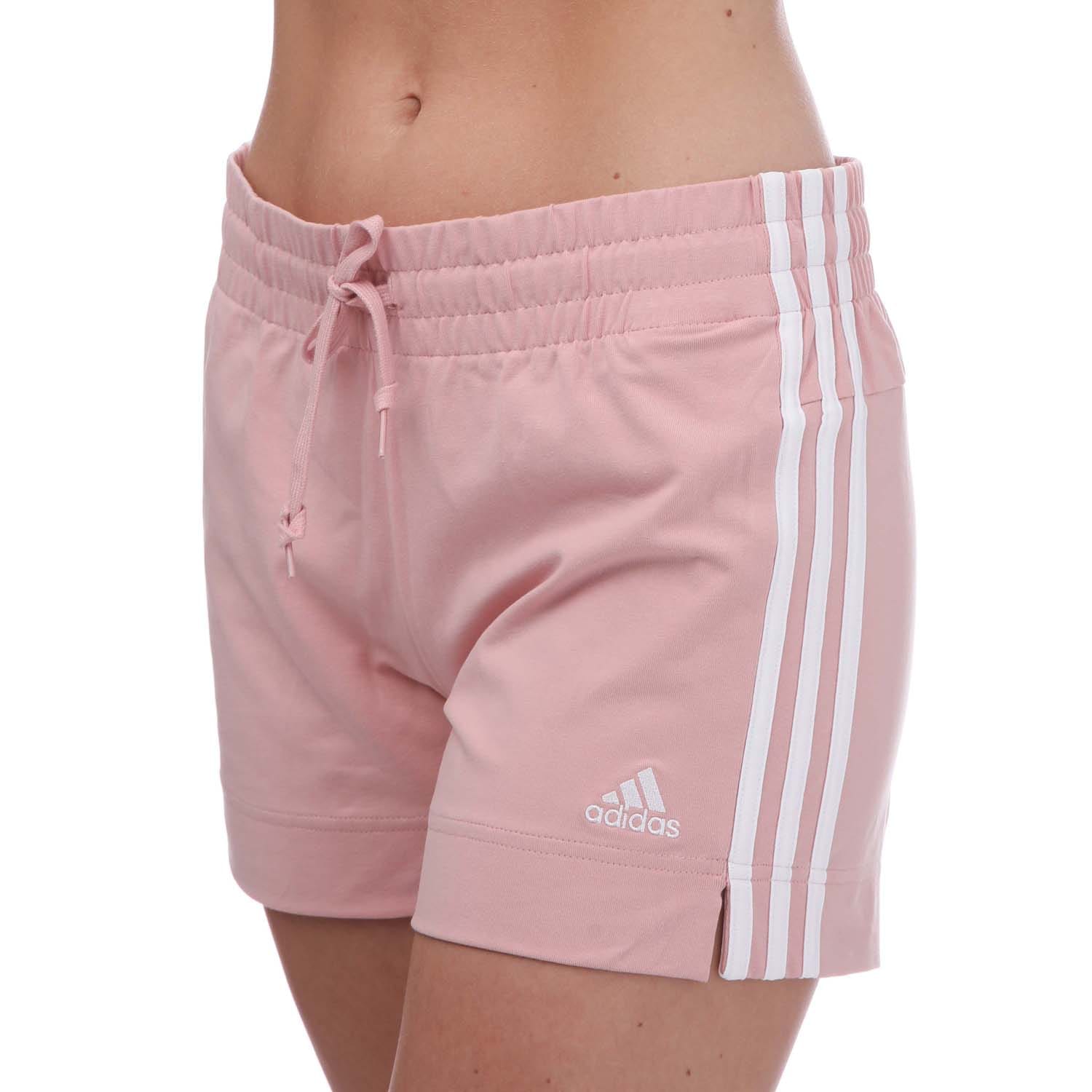 Pink adidas Essentials Slim 3 Stripes Shorts Get The Label