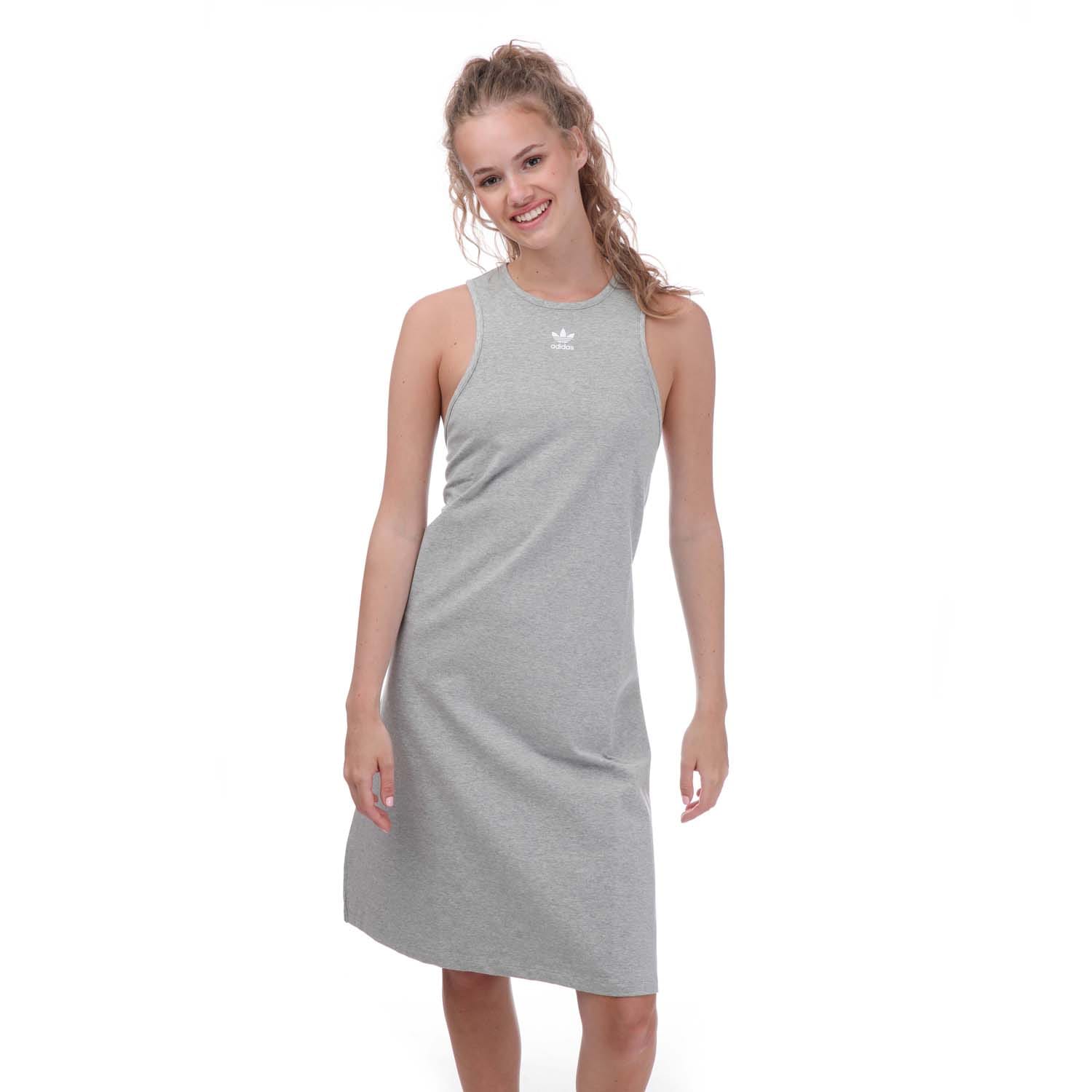 adidas Originals Adicolor Essential Rib Tank Dress Plus Size in Grey