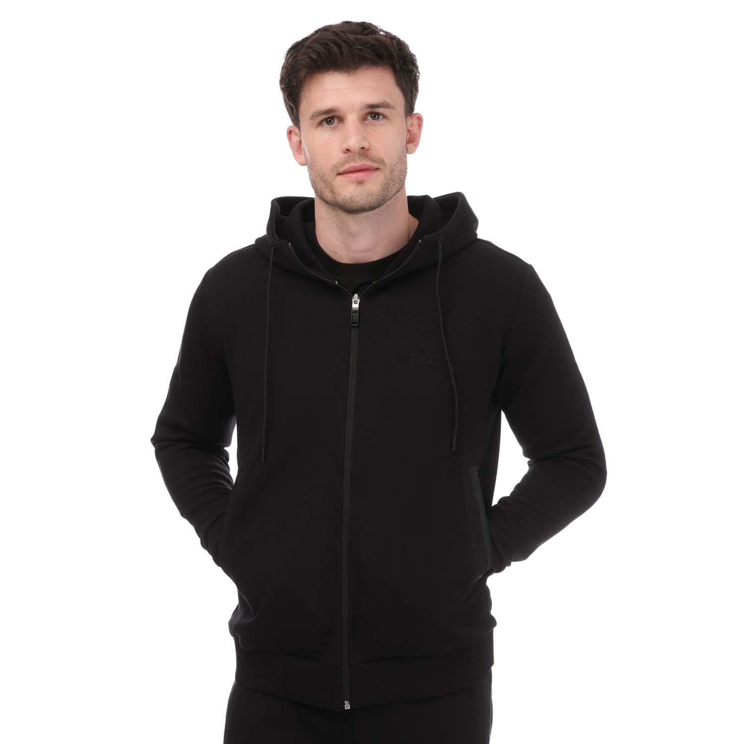 Hugo Boss Men's 3D Moulded Logo Zip Up Hoodie - Black - Size: 38/Regular