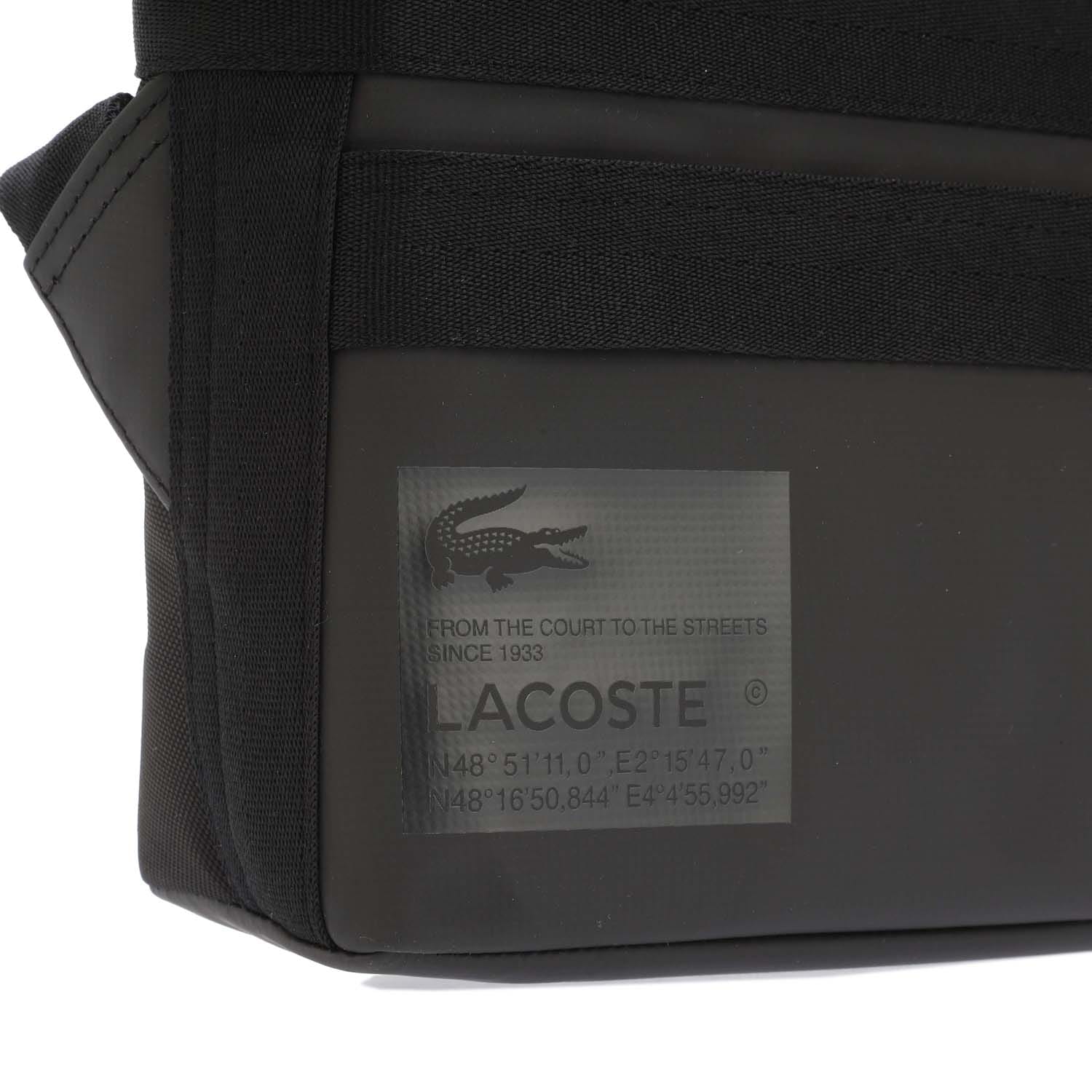 Black Lacoste Signature Print Water-Repellent Reporter Bag