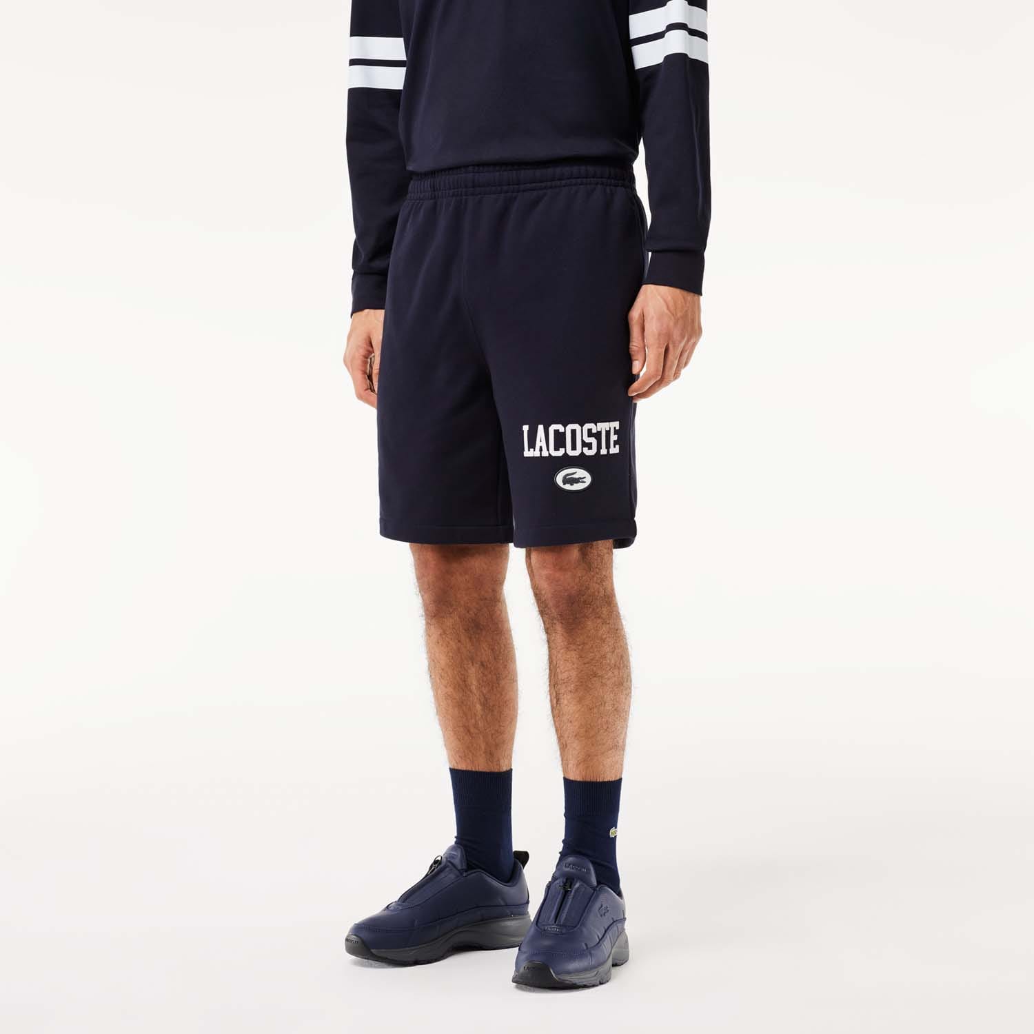 Navy Lacoste Regular Fit Lacoste Print Jogger Shorts Get The Label