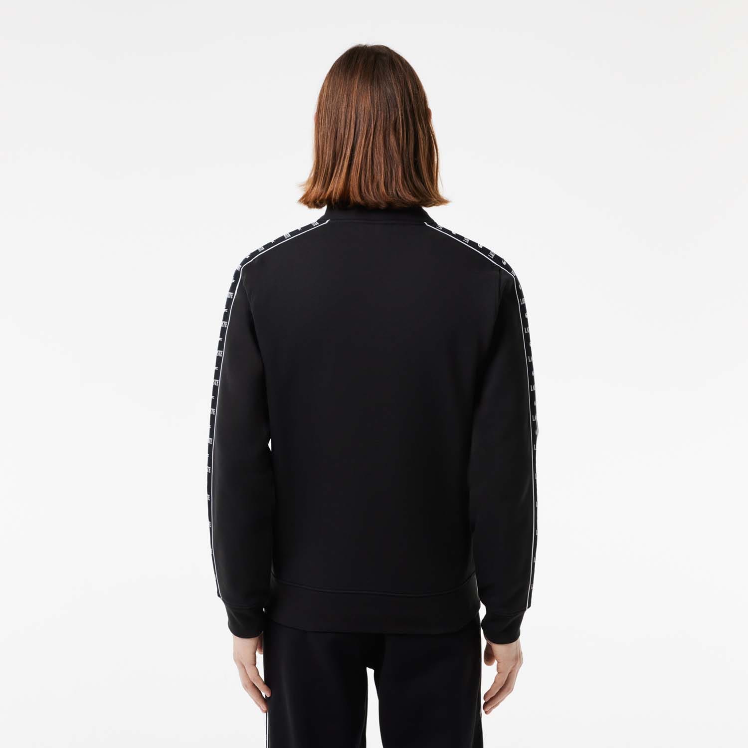 Black Lacoste Logo Stripe Zip-Up Sweatshirt - Get The Label