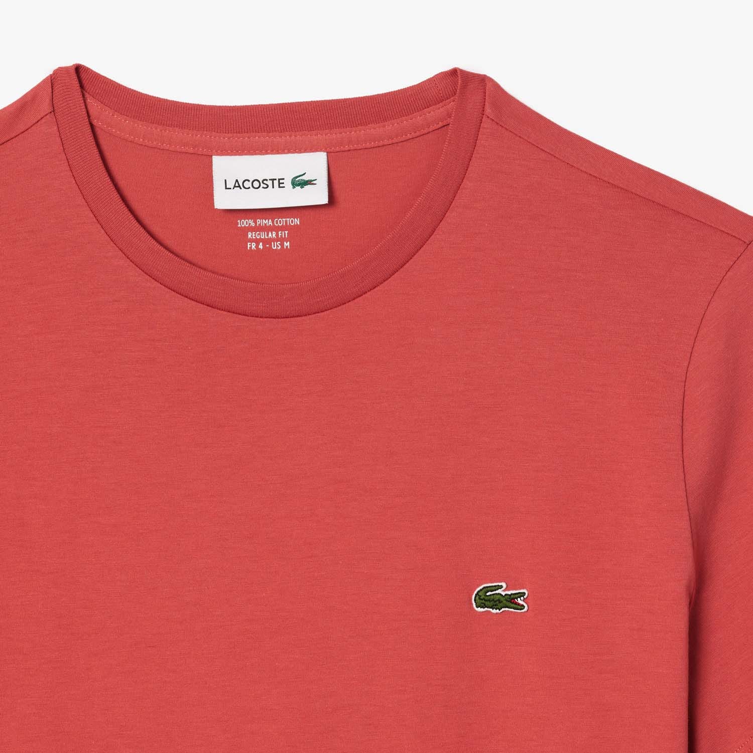 Lacoste Monochrome Cotton Pima Jersey Crewneck Sweatshirt in Red