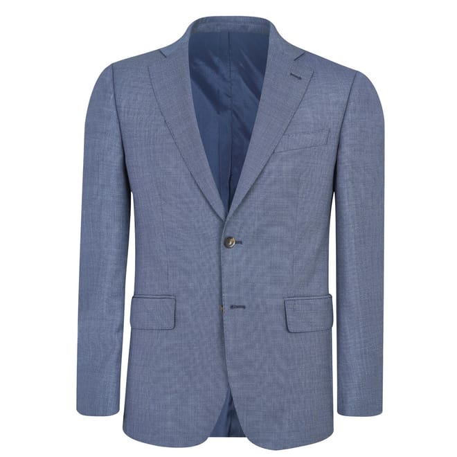 Tailored Fit Blue Birdseye Suit Jacket