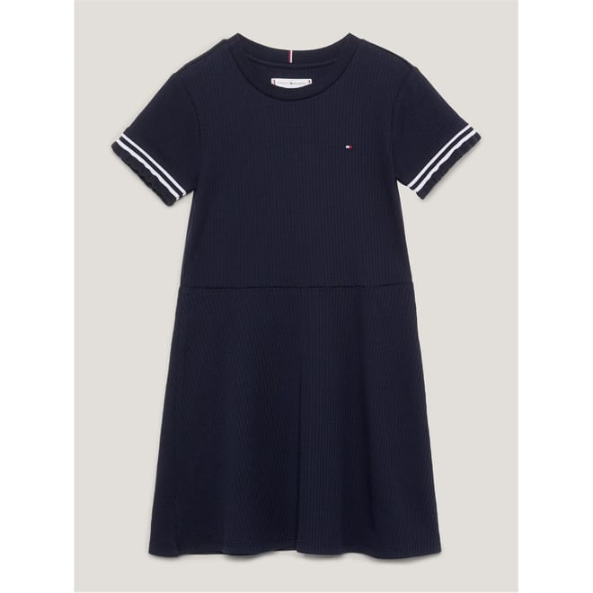 Rib Knit Crew Neck T-Shirt Dress