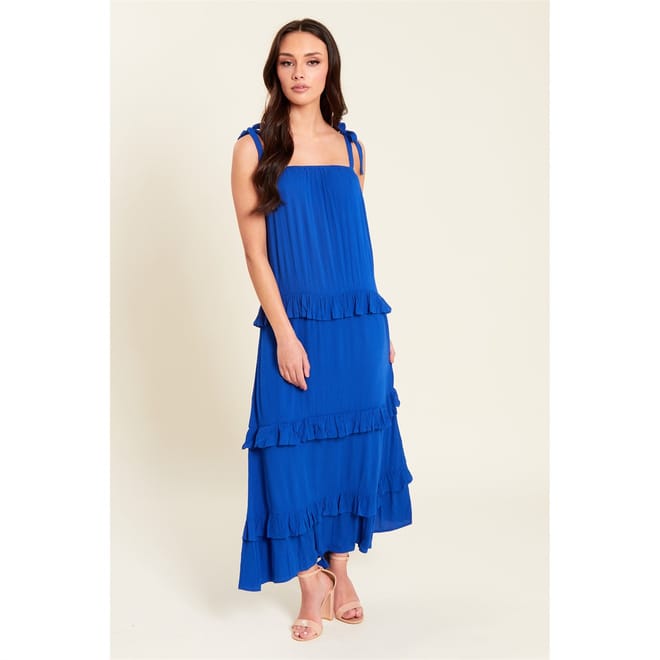 Tiered Crinkle Midi Dress
