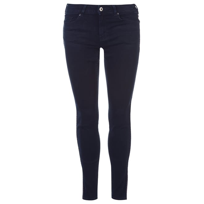 Dark Stripe Embroidered Jeans