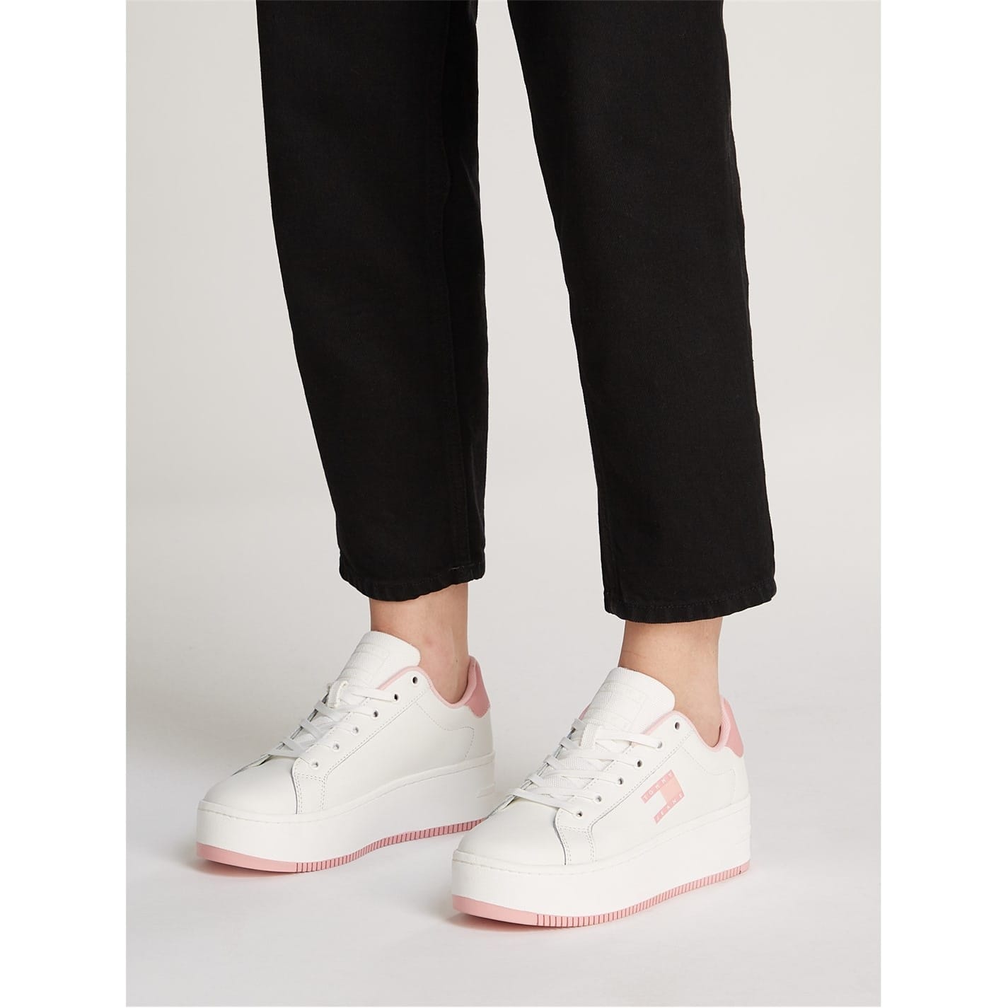 Pink Tommy Jeans Flatform Ess Trainers - Get The Label