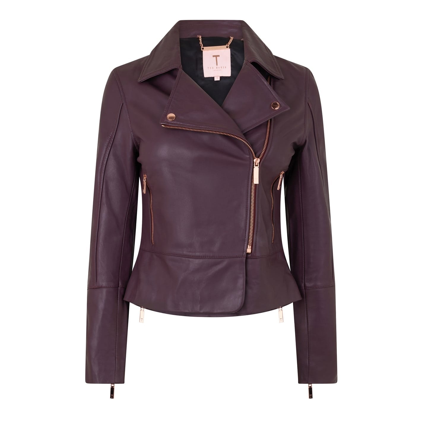 Ted Baker Lizia Moto Collared Neck Short Jacket in Purple