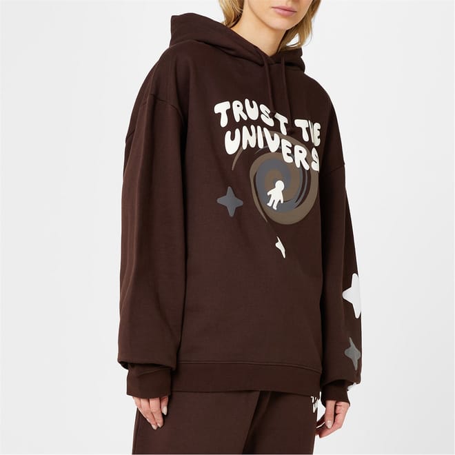 Oversize Fit Lettering Hooded Sweatshirt