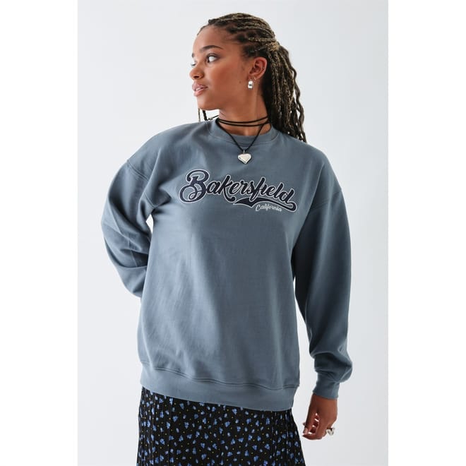 Crew Neck Relaxed Fit Long Sleeve Sweatshirt