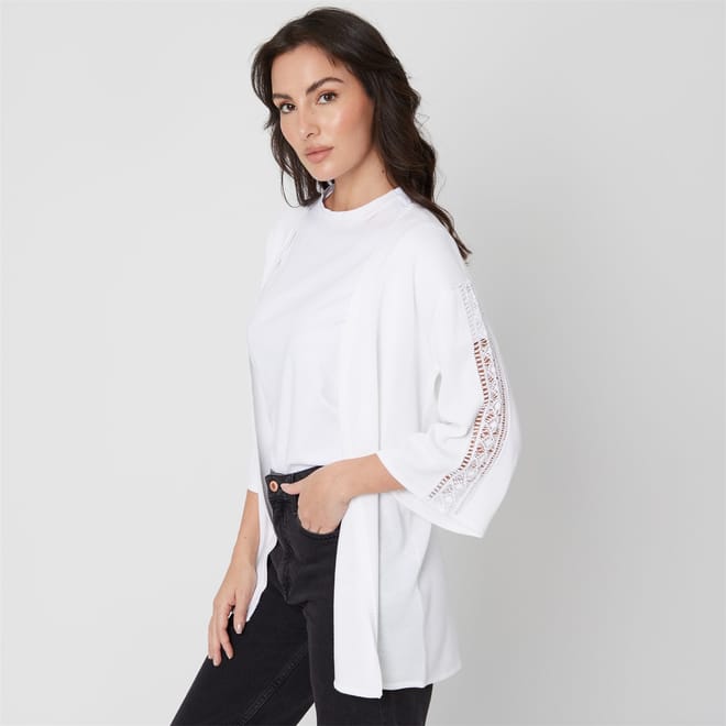 Lace Detail Relaxed Fit Sweater
