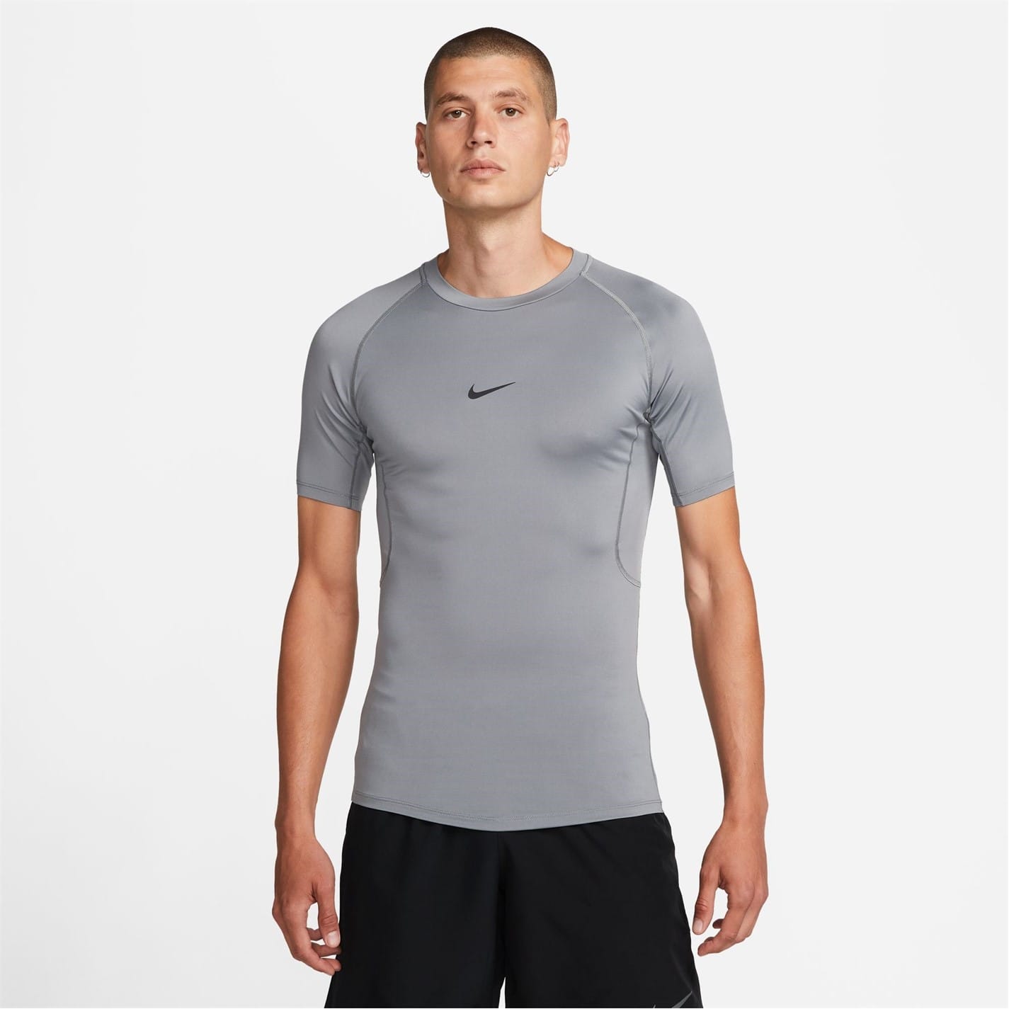 Nike Mens Pro Tight Fit Short Sleeve Top in Grey