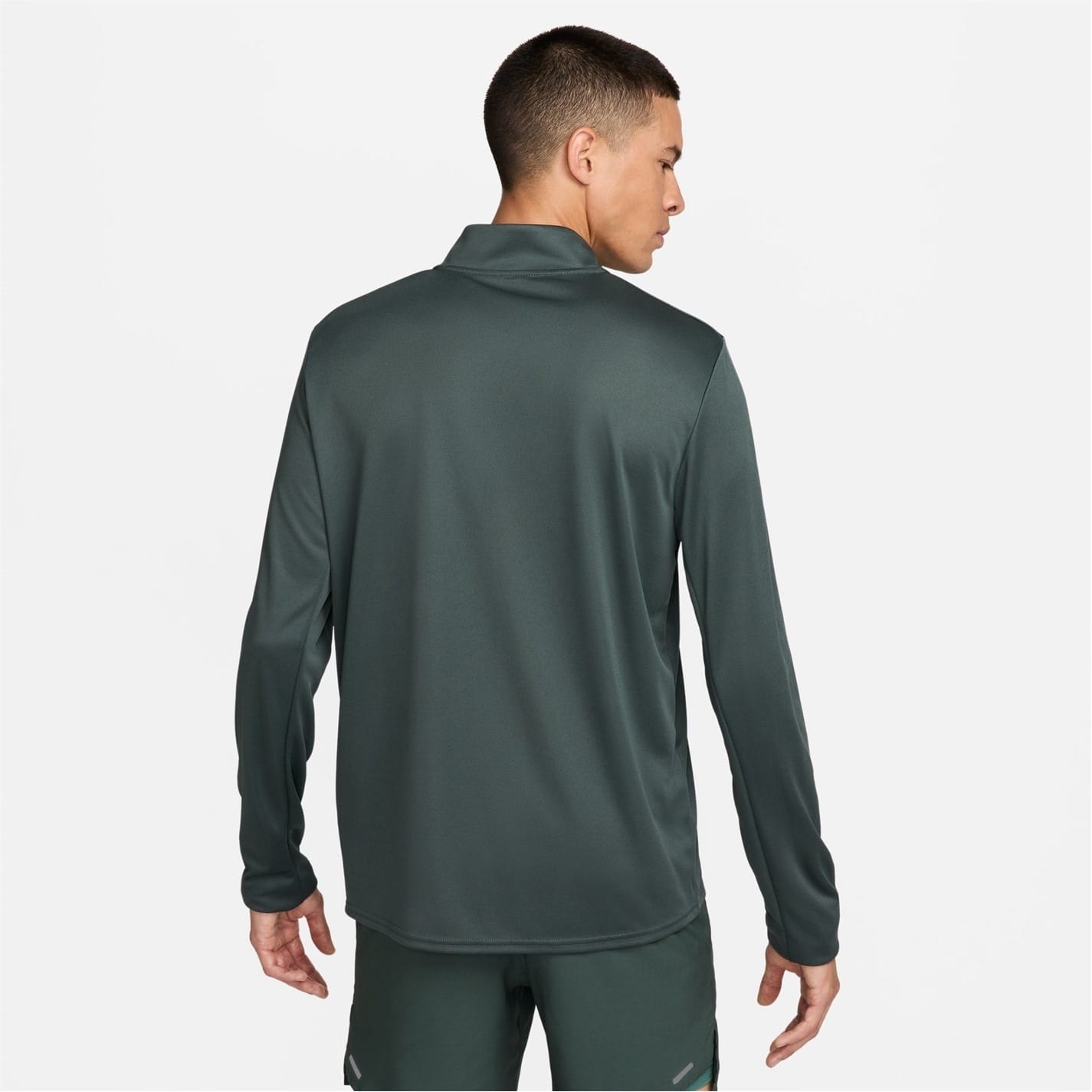 Nike Mens Half Zip Core Long Sleeve Running Top in Green