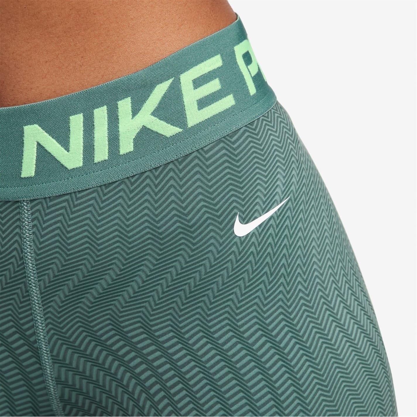 Green Nike Womens Pro Dri Fit Mid Rise 3 Printed Shorts Get The Label