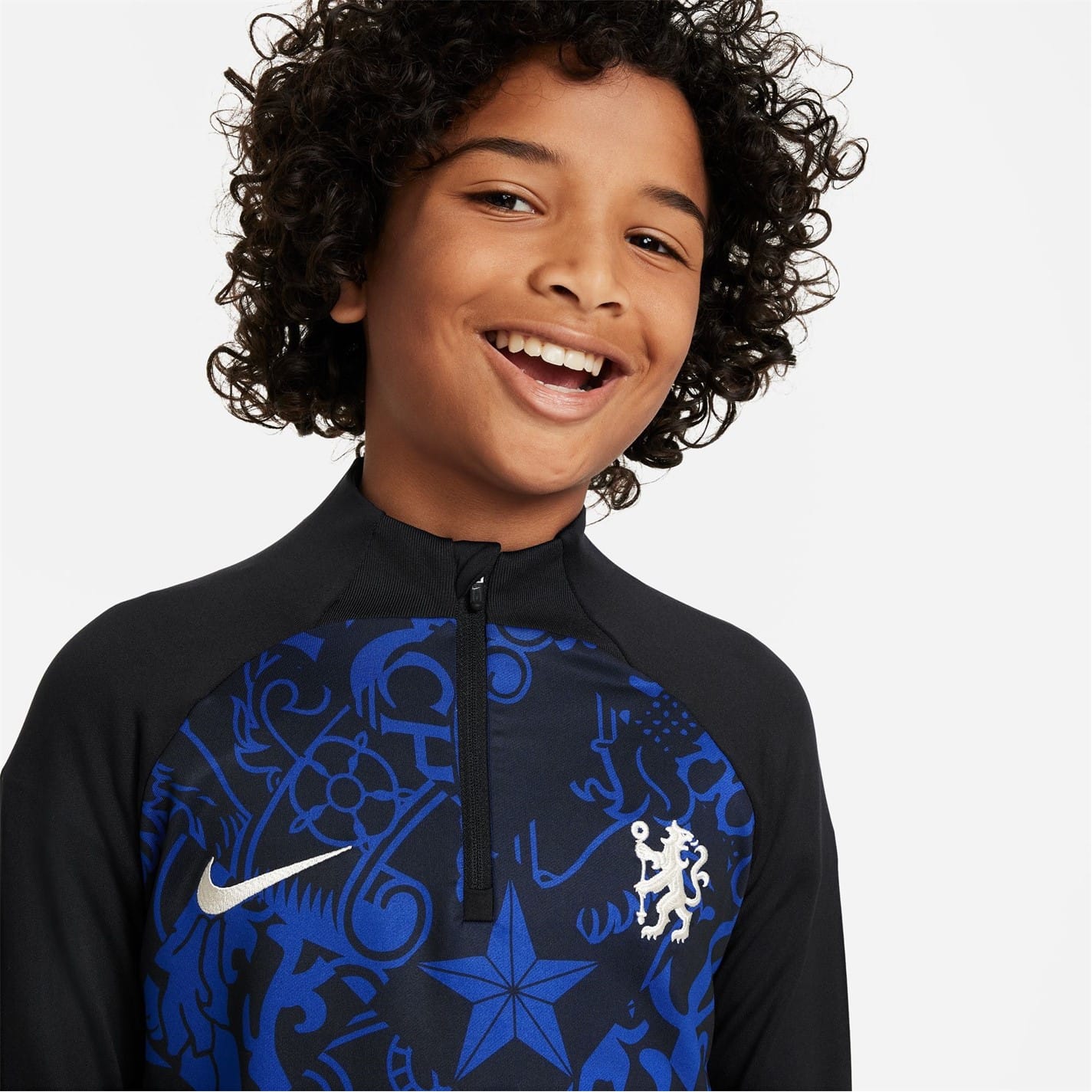 Blue Nike Chelsea Dri Fit Strike Drill Performance Quarter Zip Long Sleeve Top Juniors Get The Label