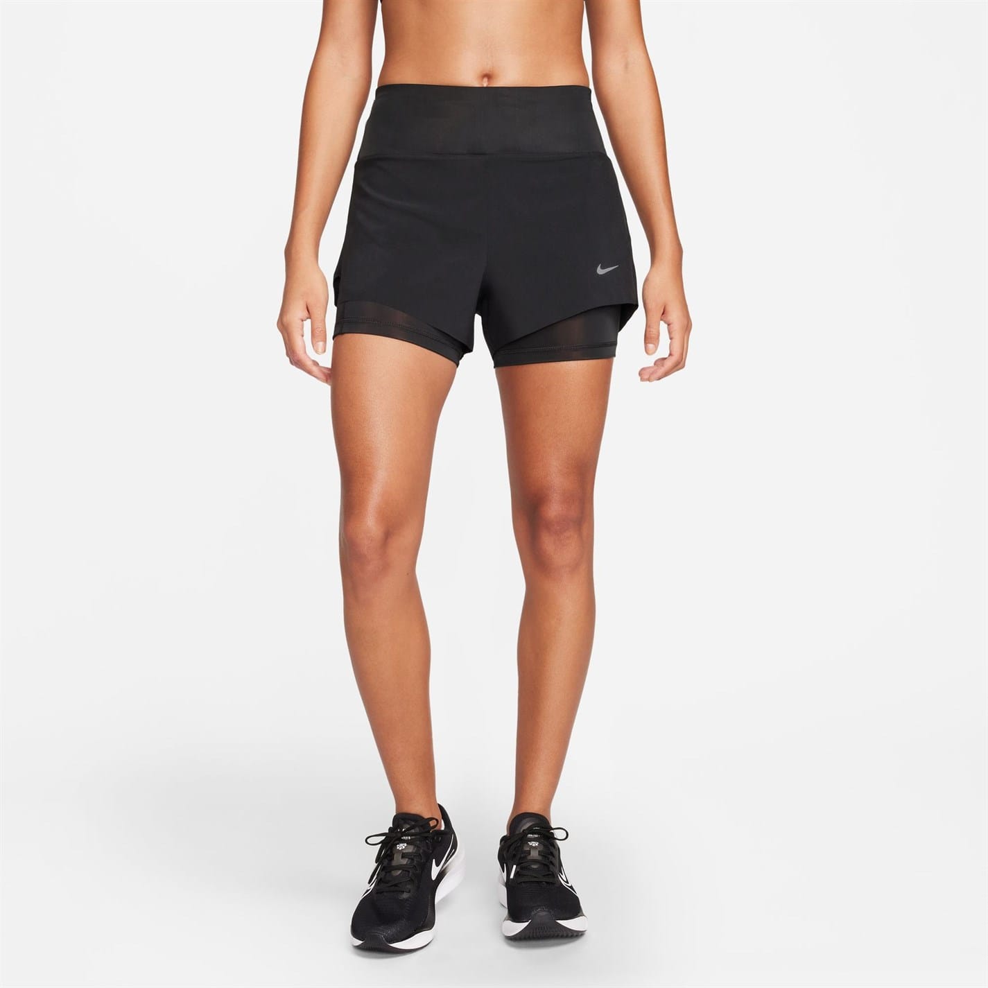 Black Nike Womens Dri Fit Swift Mid Rise 3 2 In 1 Shorts Get The Label