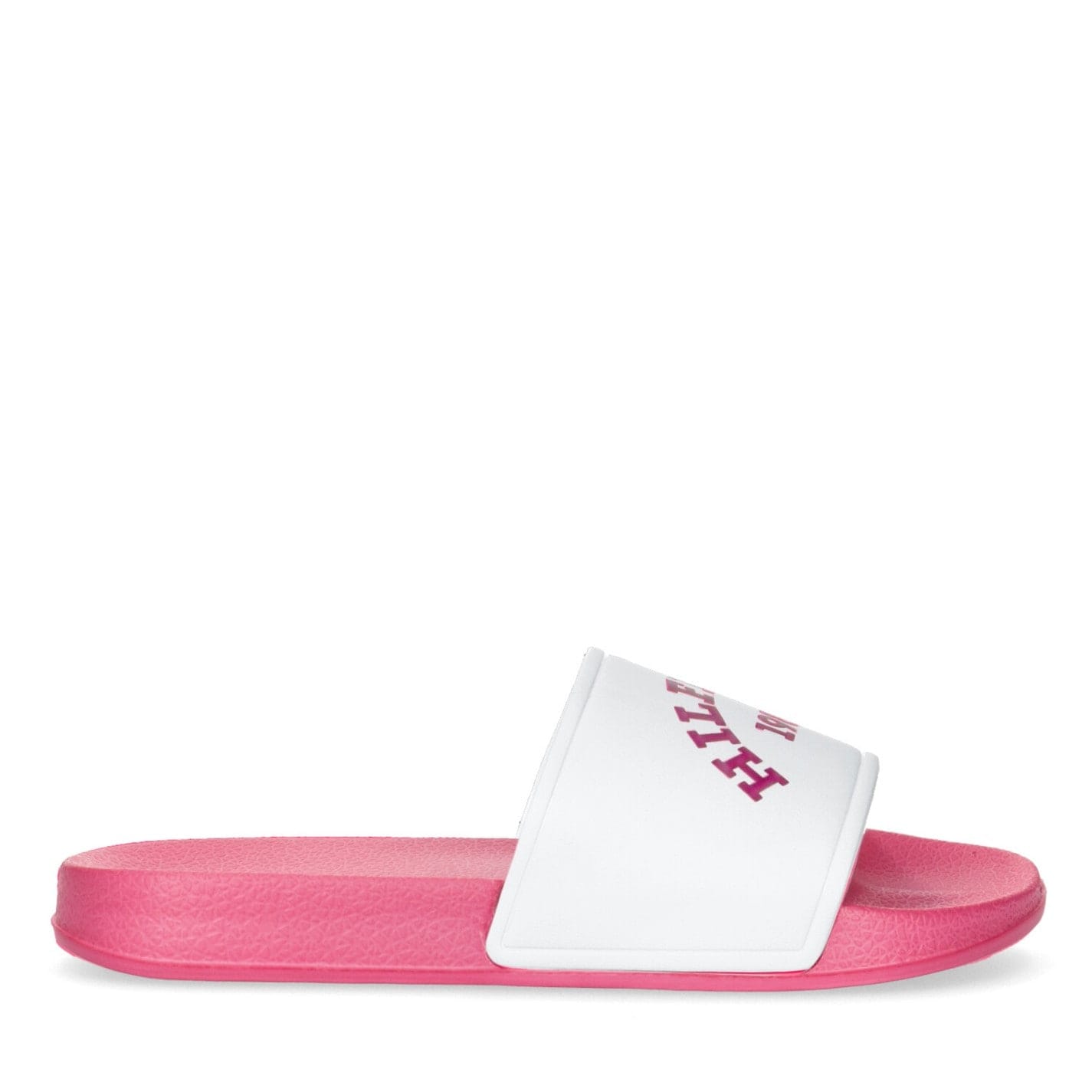 Pink tommy hilfiger slides best sale