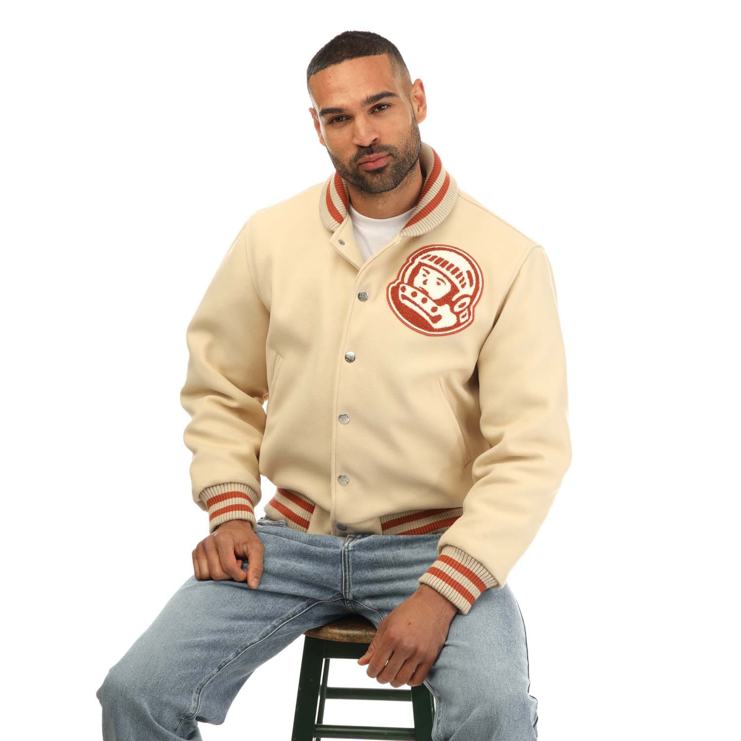 Billionaire Boys Club Mens Astro Varsity Jacket in Cream