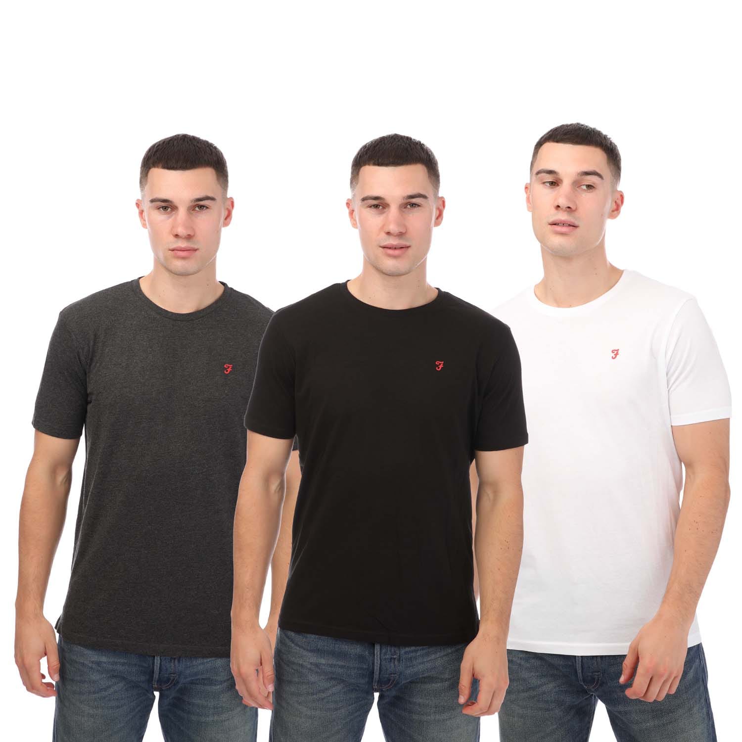 Farah Men's Mens Colney 3 Pack T-Shirts - Black/Grey/White - Size: 40/Regular