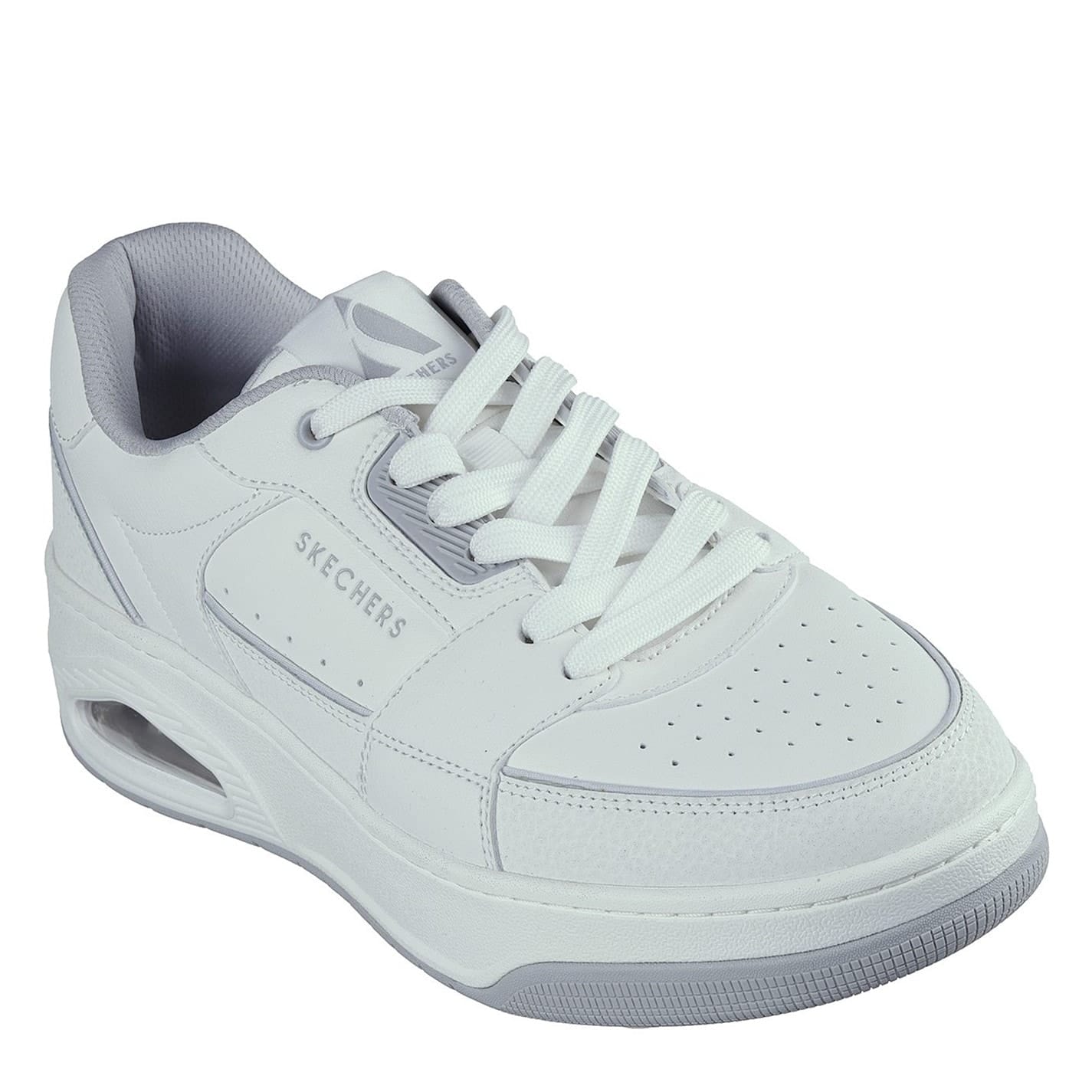 White Skechers Uno Court Low Top Sneakers Get The Label
