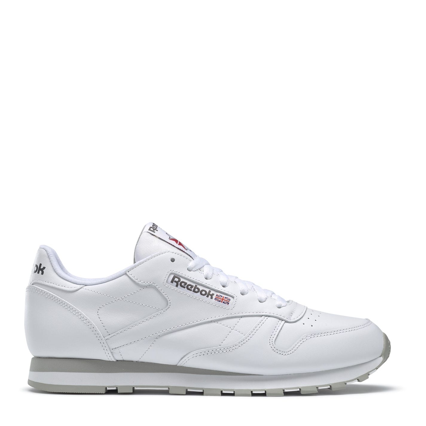 White Reebok Mens Classic Leather Trainers Get The Label