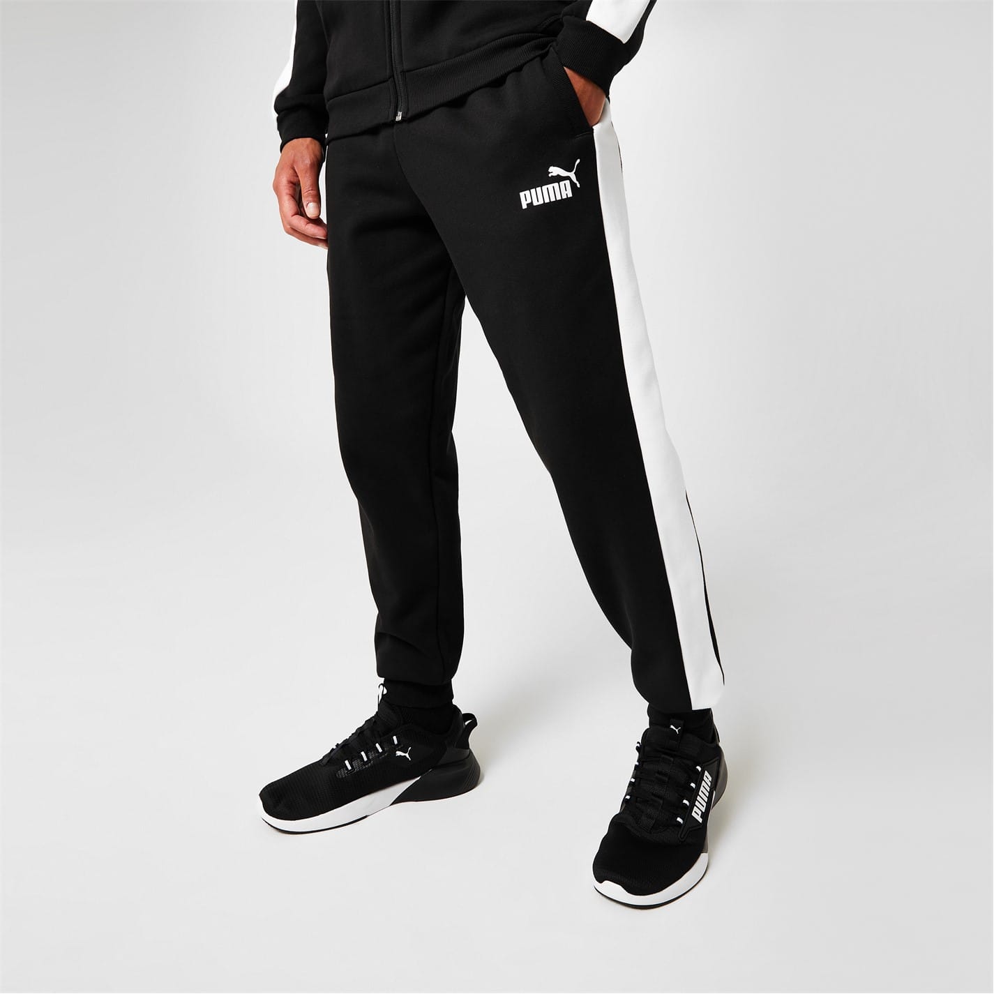 Mens black puma tracksuit on sale