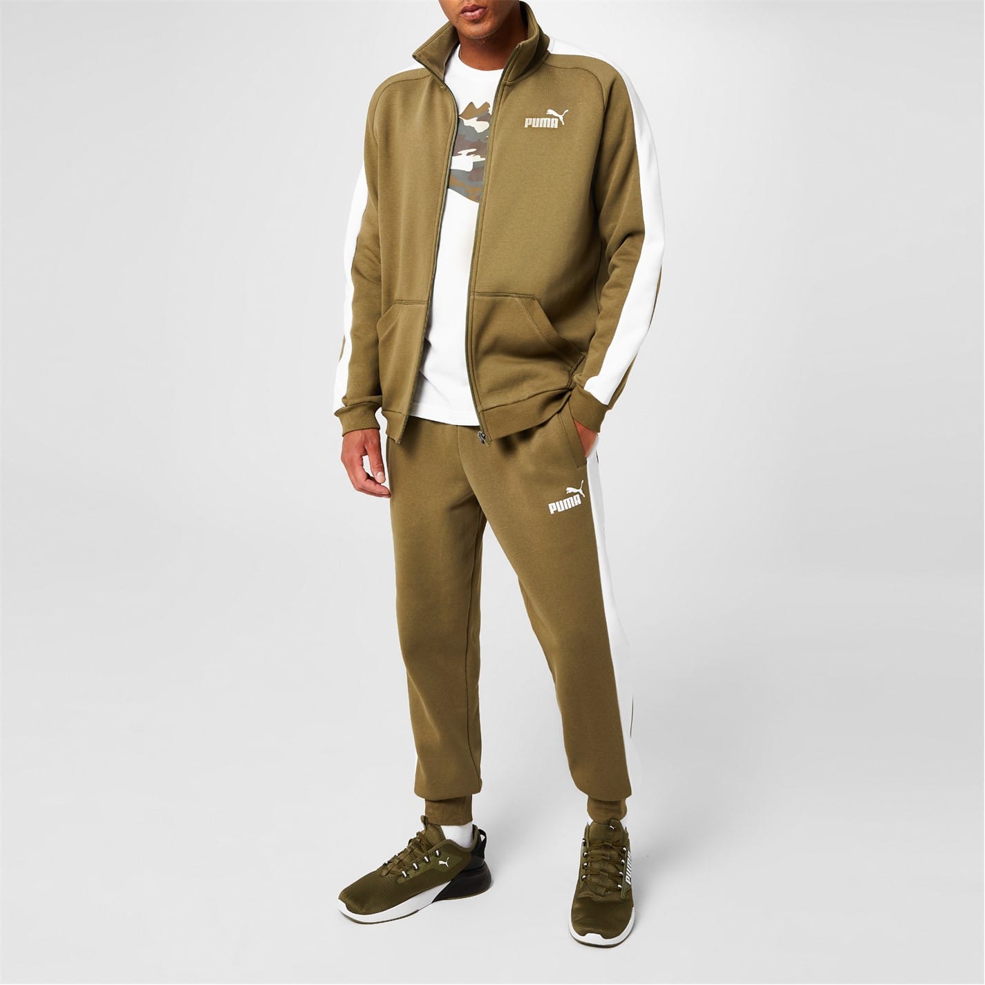 Brown Puma Mens Clean Fleece Tracksuit Get The Label