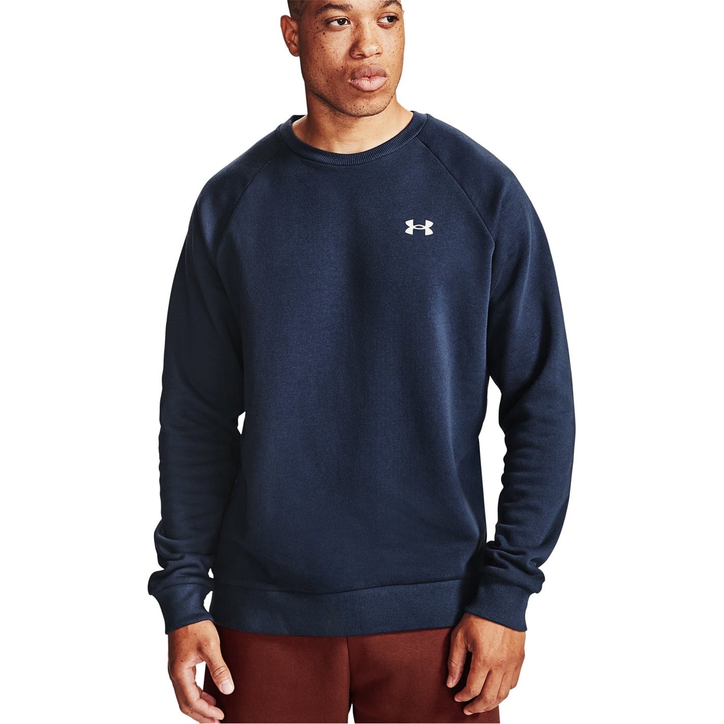 Under Armour Mens Rival Fitted Crew Sweater in Blue