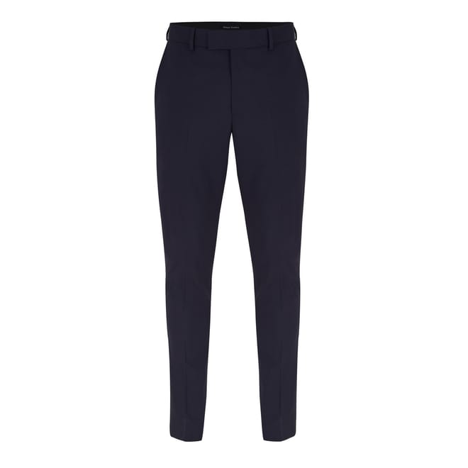 Navy Slim Fit Suit Trousers   Italian Fabric