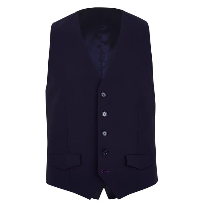 Navy Slim Fit Waistcoat   Italian Fabric