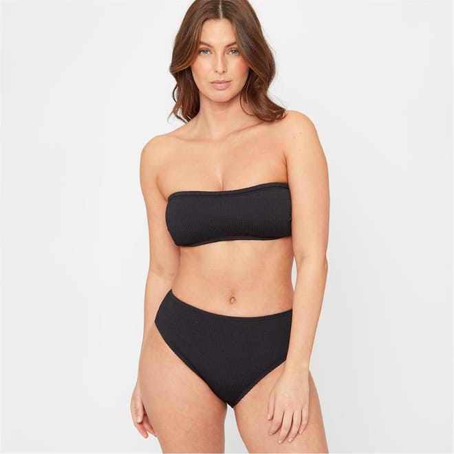 Textured High Waist Bikini Bottoms
