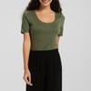 Scoop Neck Short Sleeve Slim Fit Bodysuit
