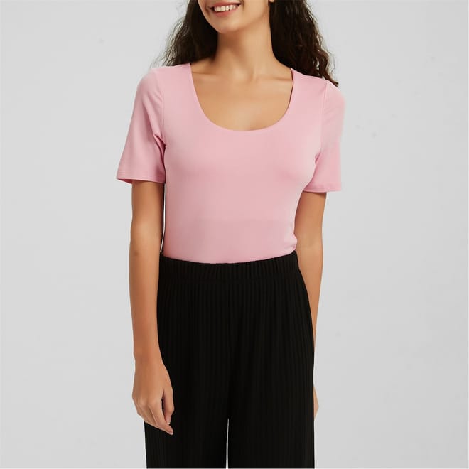 Scoop Neck Short Sleeve Bodysuit