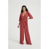 Crinkle V-Neck Wrap Jumpsuit