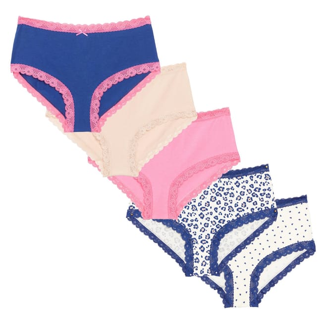 Lace Detail 5 Pack Shortie Briefs